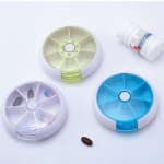 7 Days Weekly Pill Dispenser Round Case Rotation Push Button Release