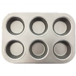 6 Cavity Silver Round Cake Pan Muffin Mold