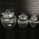 Round Glass Pot with Lid