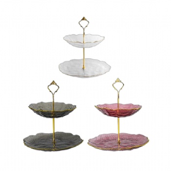 2 Tier Glass Cake Stand